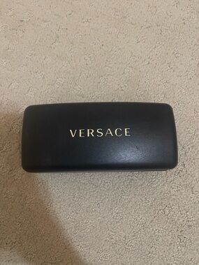Versace Black Hard Sunglasses Case with Gold Lettering